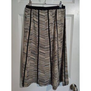 NYCC Black & Beige Geometric Striped Pullon Stretch Knee-Length Skirt S/M